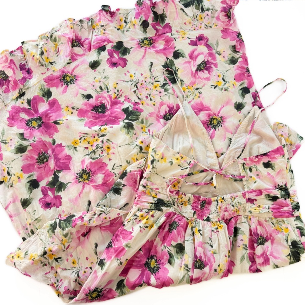 Abercrombie & Fitch Dress Womens Large Tall Floral Tiered Ruffle Maxi - Picture 10 of 11